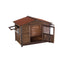 Unique All-Around Iron Frame,Outdoor Large Wooden Cabin House Style Wooden Dog Kennel