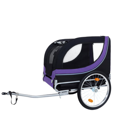 Large Folding Bike Trailer for Dogs – 66LB Capacity All-Terrain Pet Carrier, Durable Steel Frame for Cycling, Jogging, Camping & Outdoor Adventures, Black- Purple