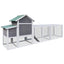 Gray Wooden Chicken Coop Outdoor Hen House with Run, Waterproof Roof & Nesting Box, Rabbit Duck Poultry Cage with Perch, Sliding Tray, and Secure Locks