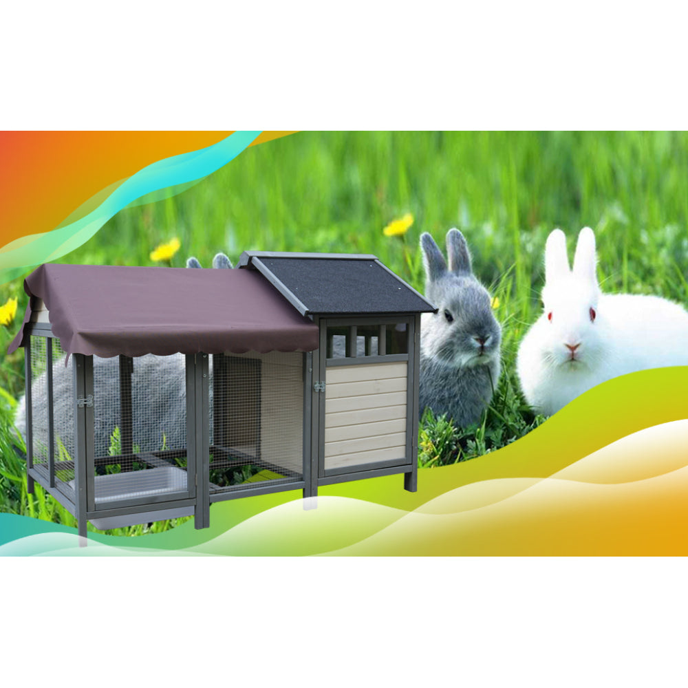 Large outdoor chicken coops, wooden chicken coops with brooding boxes, bird cages,Can accommodate 3 to 5 chickens  rabbit cages - black waterproof and sun-protective felt roofs (dark gray+ beige)