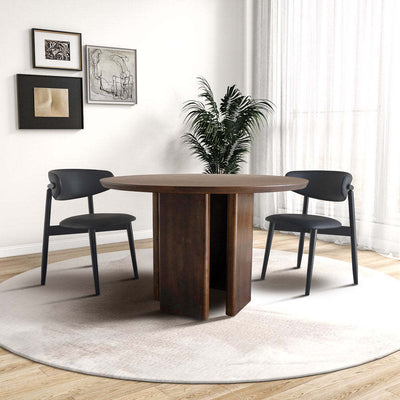 Alden Round Walnut Dining Table and 4 Side Chairs