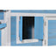 76" Wooden Rabbit Hutch Bunny Cage with Waterproof Asphalt Roof, Fun Outdoor Run, Removable Tray and Ramp, Light Blue
