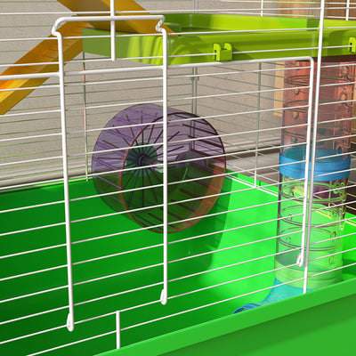 PawHut Extra Large 23" Hamster Cage with Tubes and Tunnels, Portable Carry Handles, Rat House and Habitats Big 5-Tier Design, Mouse Cage Includes Exercise Wheel, Water Bottle, Food Dish, Green