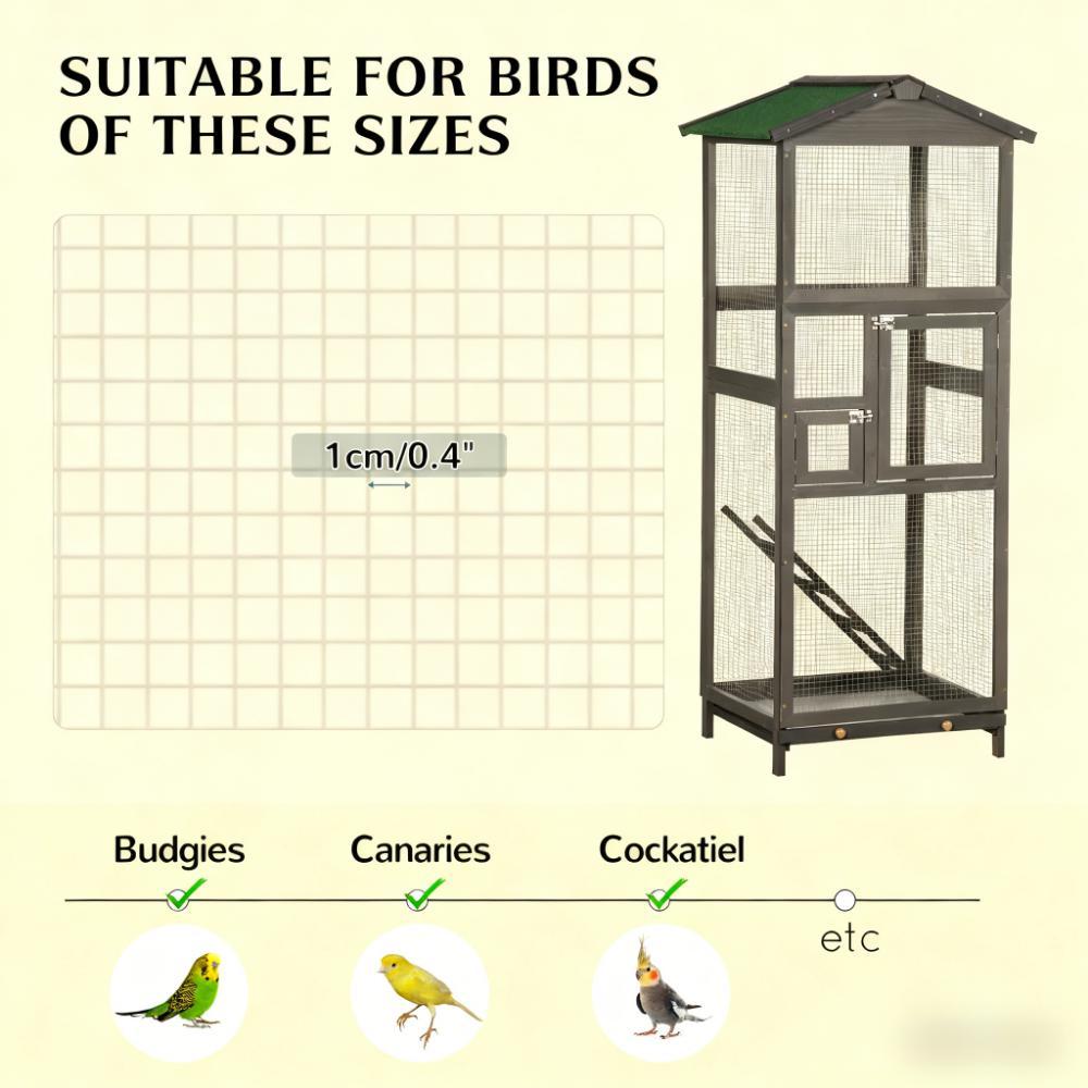 Indoor and Outdoor Aviary House,Wooden Bird Cage,with Pull Out Tray and 2 Doors