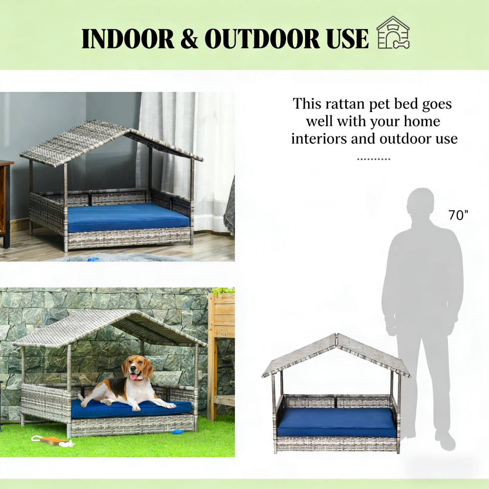 Elevated Pet Bed,Rattan Dog House