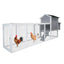 large main house, Gray Wooden Chicken Coop, Large Outdoor Hen House with Run and Nesting Box Poultry Cage, Rabbit Hutch, Waterproof Anti-UV Panel for Backyard