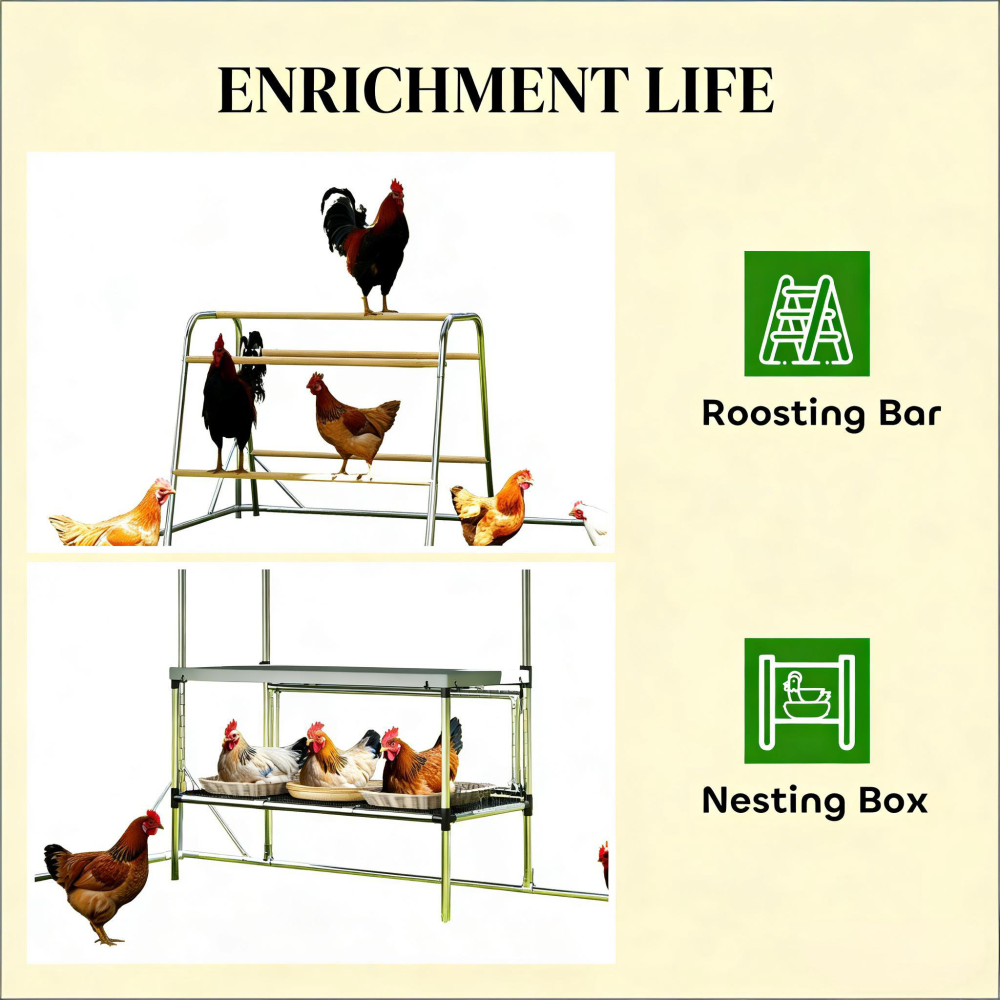 Chicken Coop,Large Metal Chicken Coop with Waterproof Cover