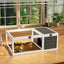 Reptile Habitat Tortoise House with Lamp Holder, 3 Acrylic Observation Windows, 2 Waterproof Trays, Lockable Top, Easy to Clean Wooden Enclosure for Turtles, Lizards, Snakes, and Small Pets