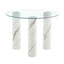 Round Transparent Tempered Glass Dining Table with White MDF Legs for Kitchen or Living Room 40' x 40' x 29.4'