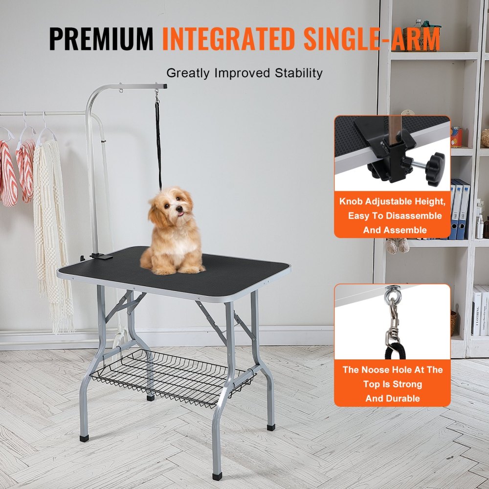 Pet Grooming Table Arm with Clamp, 36''x24'' Dog Grooming Station, Foldable Pets Grooming Stand for Medium and Small Dogs, Free No Sit Haunch Holder with Grooming Loop, Bearing 330lbs