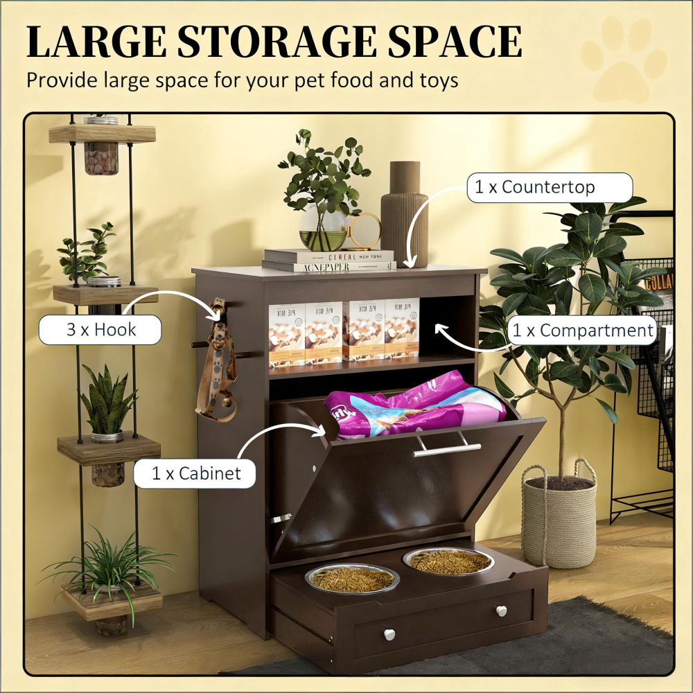 Dog Food Storage Container,Pet Feeder Station Storage Cabinet