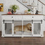 63'' Large Dog Crate Furniture for Double Dog, Wooden Dog Kennel with 2 Drawers,Divider and Sliding Door, Water Resistant Indoor Pets Furniture Style Double Dog Crates