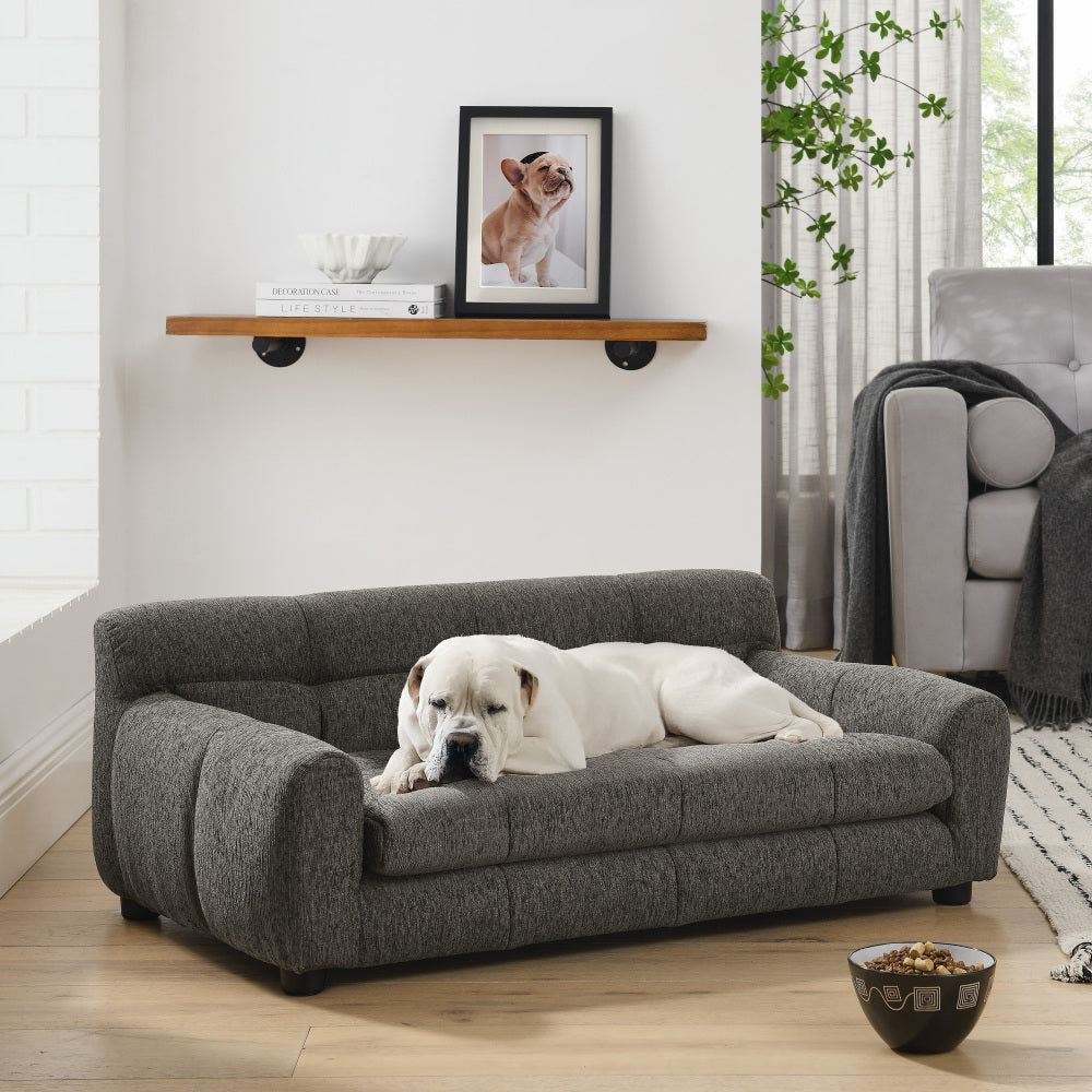 Soft and comfortable pet sofa with backrest and armrests, suitable for modern rectangular pet sofas for small and medium-sized dogs,BLUE