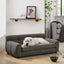 Soft and comfortable pet sofa with backrest and armrests, suitable for modern rectangular pet sofas for small and medium-sized dogs,-dark gray
