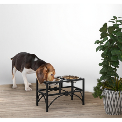 Double Stainless Steel Heavy Duty Dog Food Bowl Elevated Pet Feeding Station