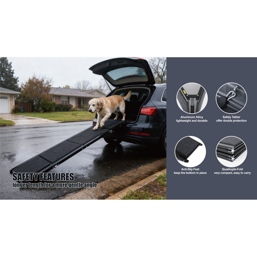 Dog Ramp for Car 71" Long & 19.3" Wide Portable Dog Ramps for Large Dogs with Non-Slip Rug Surface Dog Car Ramp for SUV Car & Truck, Folding Dog Ramp Up to 250LBS