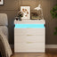 SunJet Nightstand with Charging Station and LED Lights,Night Stand with Sliding Top for Bedroom,Bedside Table with Drawers,Modern End Side Table,White.28.8''W x 17''D x 30.5''H.