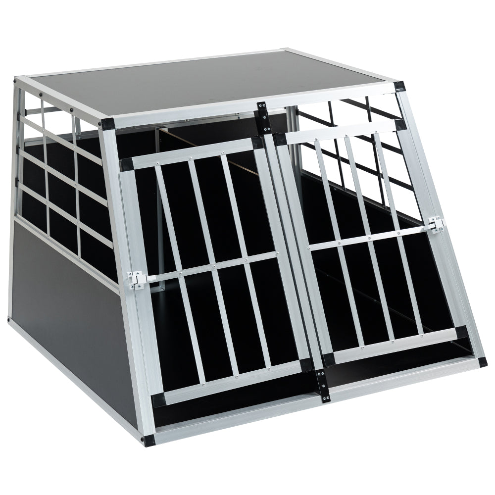 Dog Kennel Outdoor with Roof, 4.23'x5.82'x4.83' Welded Wire Enclosure, Heavy Duty Dog Crate with UV-Resistant Waterproof Cover, Double Lock & Rotating Feeder