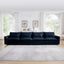 4 Seater Deep Seat Couches for Living Room, Comfy Blue Corduroy Sofas for Living Room Modern with 4 Waist Pillows