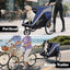 2-in-1 Bike Trailer & Push Cart for Pets - Detachable Bike Hitch & Push Handle Included - Quick Release Wheel, Internal Leash, Dual Cup Pockets and Underneath Storage Bag,  Holds Pets Up to 100 lbs