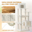 Beige Multi-Level Cat Tree with Unique Cat House, Hammock, Scratching Posts - Plush Cat Tower for Indoor Cats, Ideal for Multiple Cats 64in