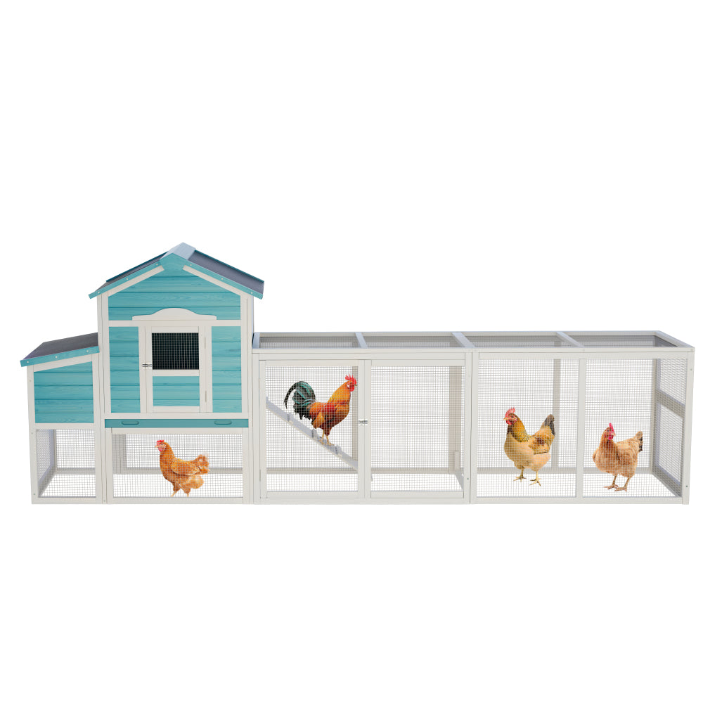 Wooden Chicken Coop with Nesting Box and Free-Range Door, All-Weather Asphalt Roof, Sliding Tray for Easy Cleaning, Large Outdoor Poultry Cage for Chickens, Ducks, and Small Animals