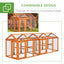 PawHut Chicken Run, Wooden Large Chicken Coop, Combinable Design with Perches & Doors for Outdoor, Backyard, Farm, 4.6' x 2.8', Orange