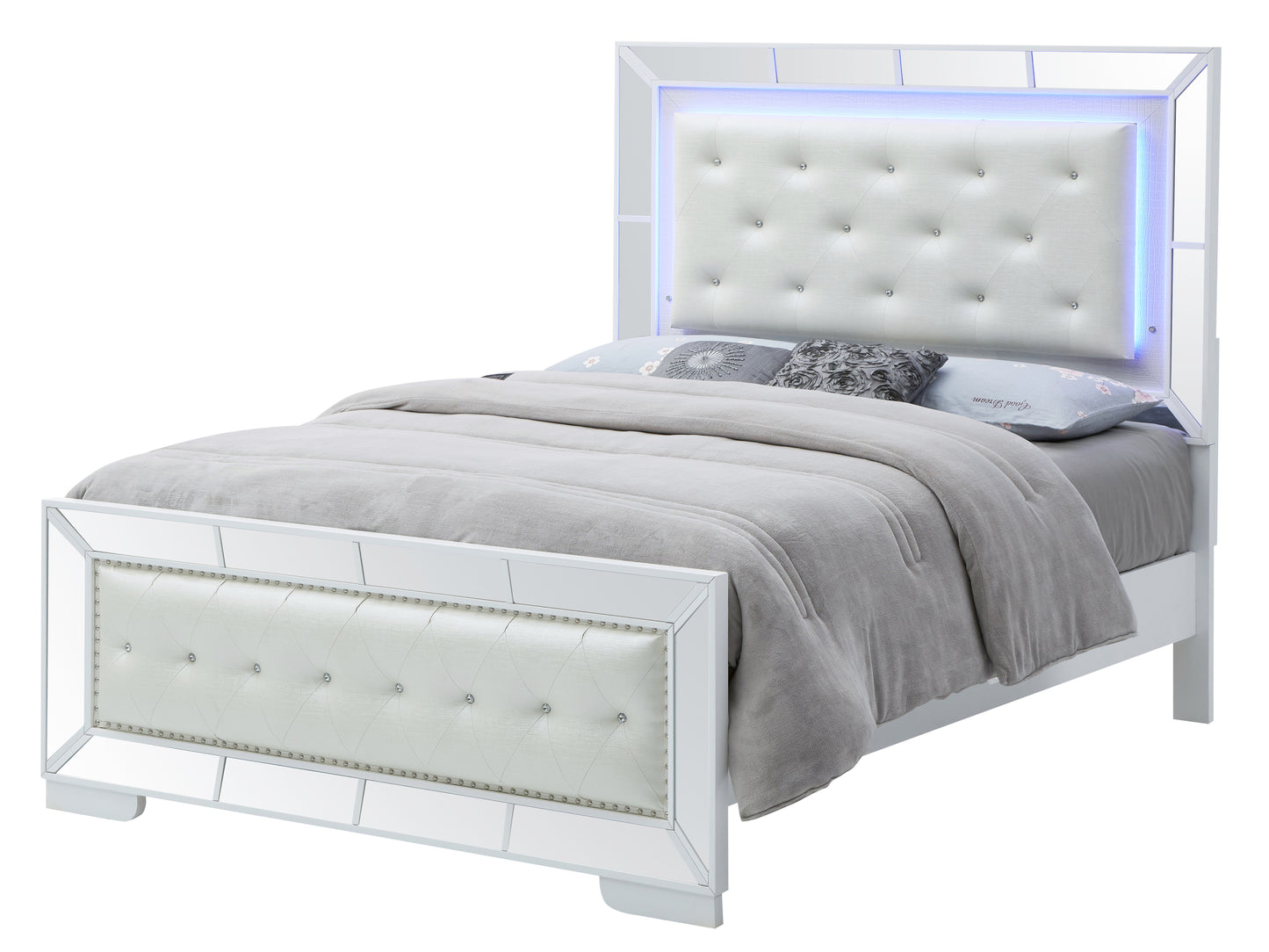 Elegant Silver Champagne Contemporary Bed