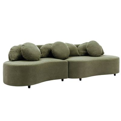 Modern Living Room Sofa Lamb Velvet Upholstered Couch Furniture, Green, 103.5'