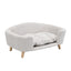 Elevated Dog Bed Frame for Small Dog, Corduroy Pet Couch Bed with Rubber Wood Legs and Supportive Foam, Beige, Easy Assembly