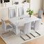 Table and chair set.63'*35.4' White Imitation Marble Pattern MDF Dining Table Set - 6 Soft and Comfortable Light Gray PU Chair With Arched Metal Silver Leg.Create Your Exclusive Low-Key Luxury Space.