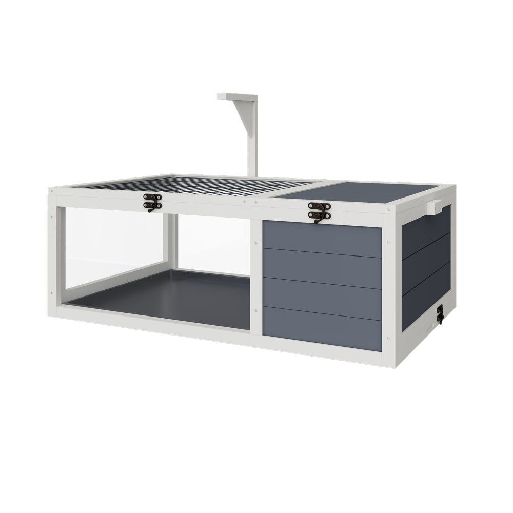 39.5＂Wood Tortoise House Indoor Turtle Habitat Reptile Cage for Small Animals Lizards, Geckos, with 2 Removable Waterproof Tray