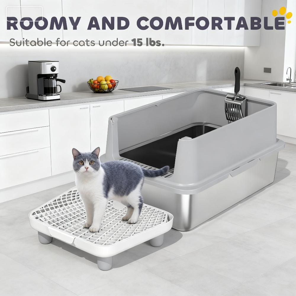 Cat Litter Box,Stainless Steel Litter Scoop