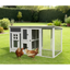 63" Pet  Wooden  Cage  Pen Backyard PC Roof ,with Run Box