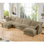 Slipcovered U Shape Sectional Wide and Deep Seat Sofa Couch, 4 Seater Sofa with French Edges Design Multiple Big Pillows, Soft Deep Seat Comfy Cloud Couch for Living Room, Apartment, Camel Corduroy