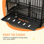 Heavy Duty Dog Crate with 4 Lockable Wheels, Double Doors, and Removable Tray,  Black