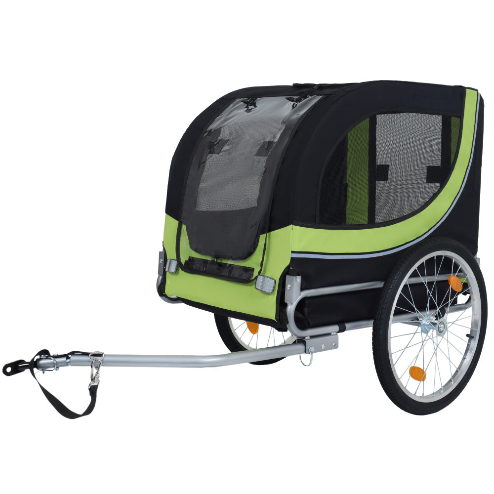 Large Folding Bike Trailer for Dogs – 66LB Capacity All-Terrain Pet Carrier, Durable Steel Frame for Cycling, Jogging, Camping & Outdoor Adventures, Black- Green