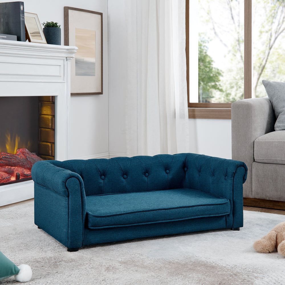 Elegant Rectangle Pet Bed for Small and Medium Dogs, Durable Elevated Dog Sofa Bed, Comfortable Dog Couch, Modern and Stylish Dog Sofa for Small and Medium Dogs,Blue