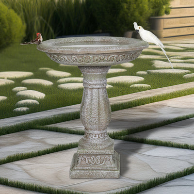 23.8" H Pedestal Birdbath - Contemporary Outdoor Birdbath for Garden, Patio, Yard, and Lawn Decor, 20" Dia
