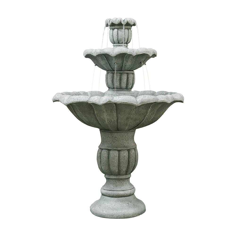 39.3”H Birdbath Garden Waterfall Fountain - 3-Tiered Pagoda Zen Modern Outdoor Floor Standing Fountain with Pump for Backyard,Deck,Lawn, Porch（Pump cord long 9.83ft）