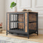 Dog Crate Furniture,  Wooden Dog Crate Table, 27.48" Dog Kennel with 2 Sliding Doors and Thick Iron Door Frame, Decorative Pet Crate House for Small Dog Indoor Use(Rustic Brown)