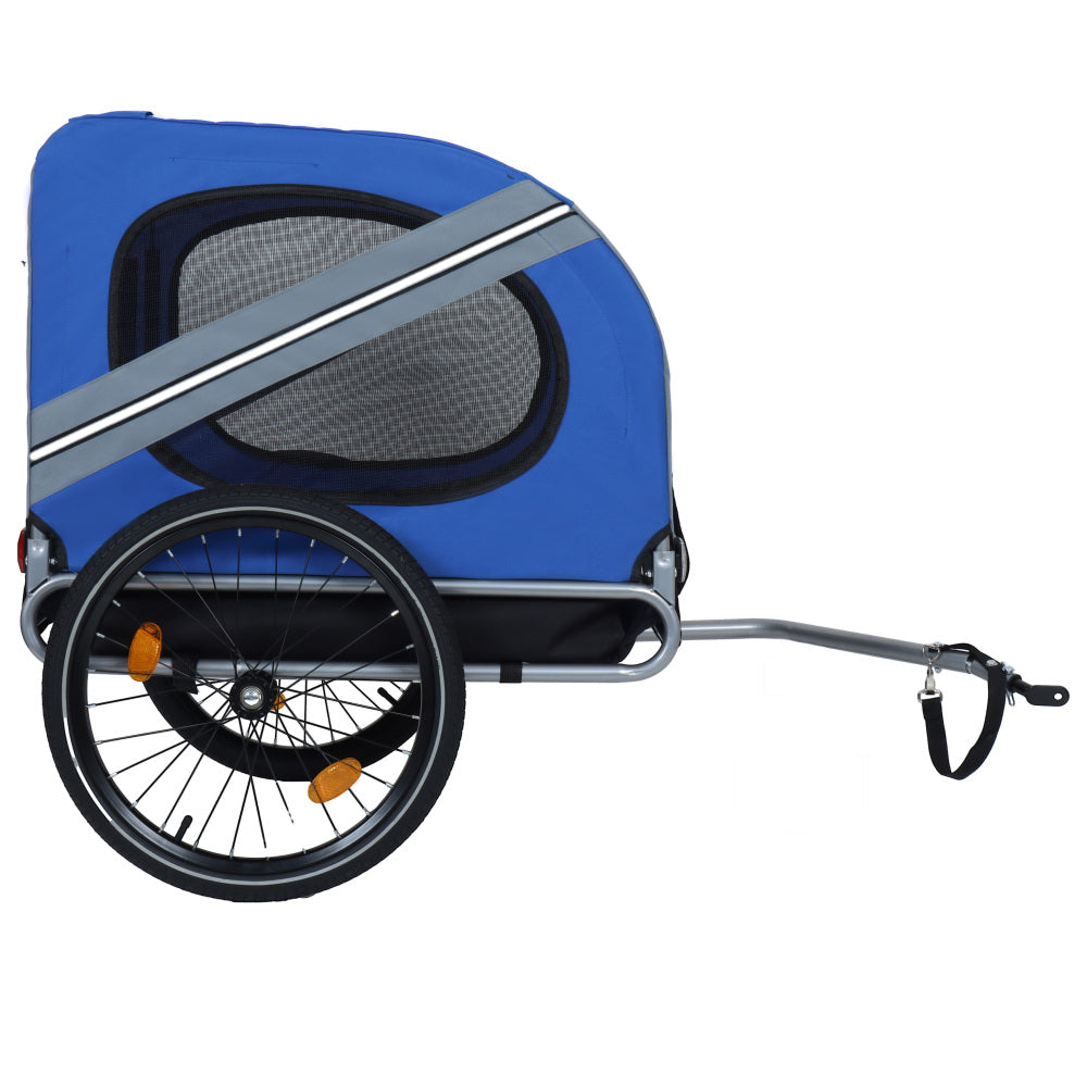 Large Folding Bike Trailer for Dogs – 66LB Capacity All-Terrain Pet Carrier, Durable Steel Frame for Cycling, Jogging, Camping & Outdoor Adventures, Blue-Gray