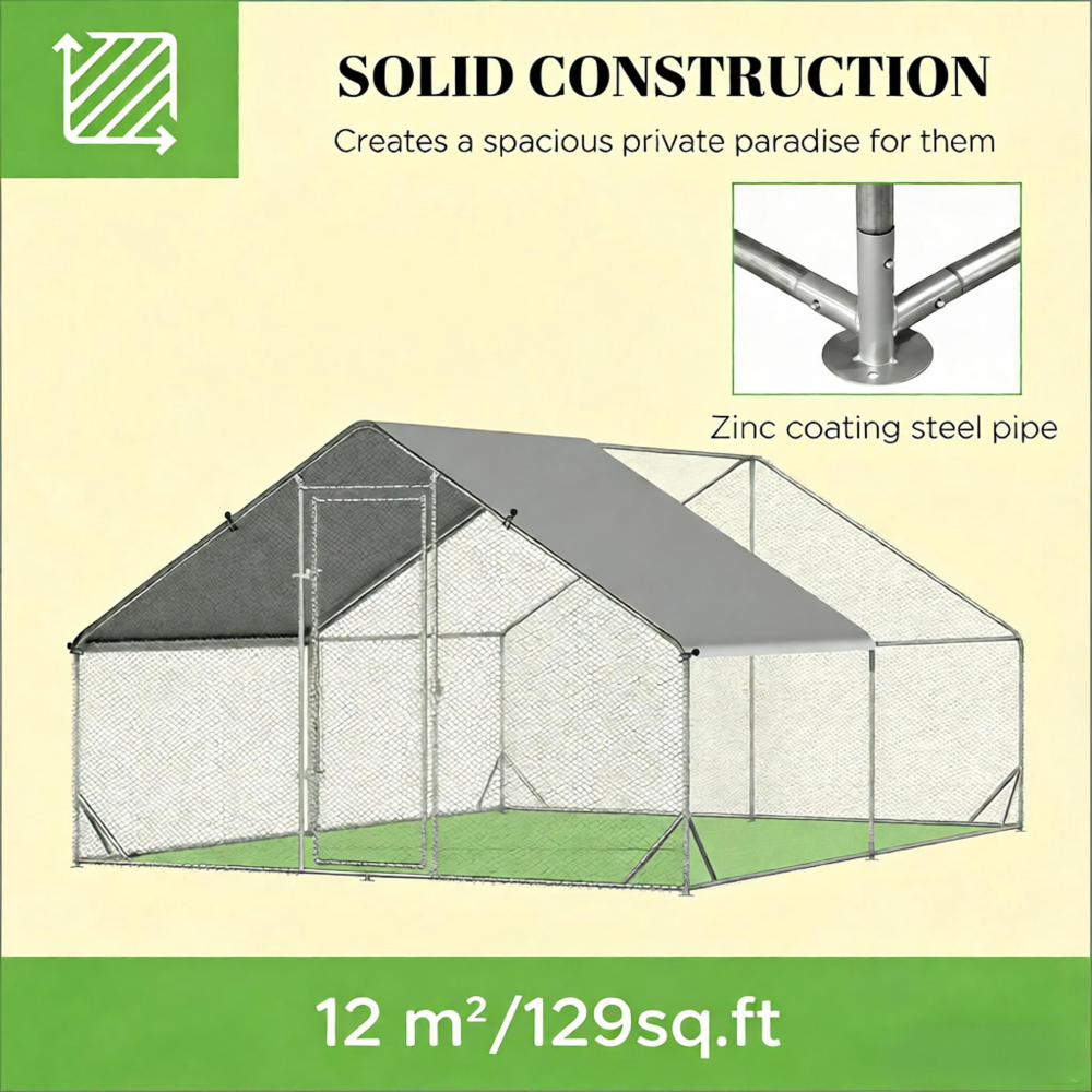 Outdoor Hen House,Metal Frame Chicken Run