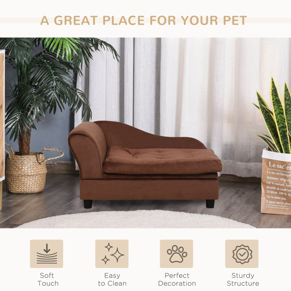PawHut Luxury Fancy Dog Bed for Small Dogs with Hidden Storage, Small Dog Couch with Soft 3" Foam, Dog Sofa Bed, Cushy Dog Bed, Modern Pet Furniture for Puppies and Little Breeds, Brown