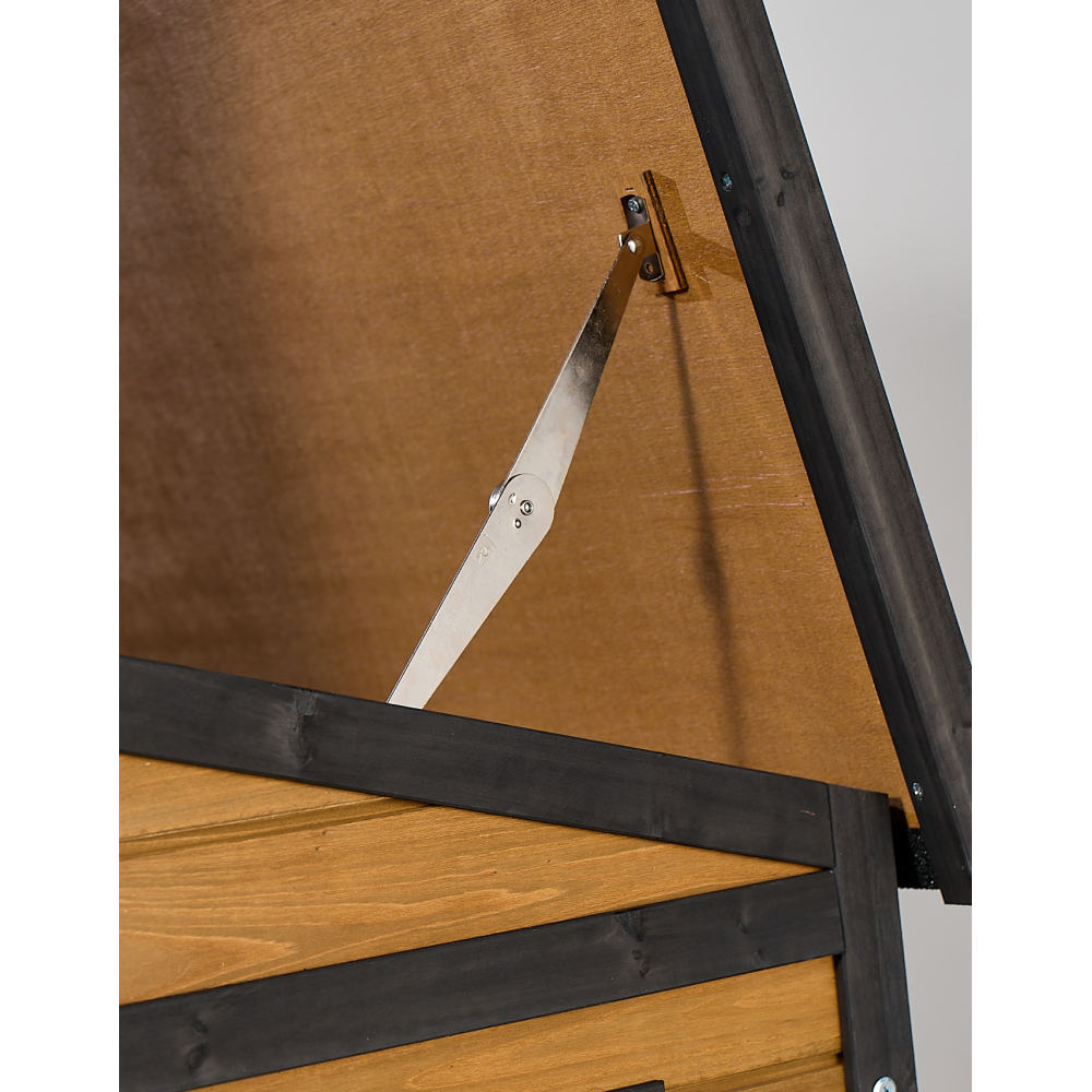 Large Outdoor Wooden Dog House with Dual Doors, Waterproof Asphalt Roof & Lift-Up Top, Fir Wood Dog Shelter for Medium to Large Dogs (Black & Natural Finish)