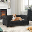 Elegant rectangular pet bed for small and medium-sized dogs, durable elevated dog sofa bed, comfortable dog sofa, modern and fashionable linen fabric dog sofa-Black