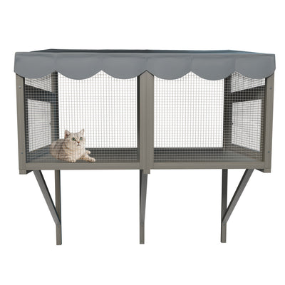 Cat Catio, Window Box Enclosure for Indoor Cats, Wooden Window Perch House, Expandable for Multi Kittens, Secure Comfortable Outdoor Haven for Pets