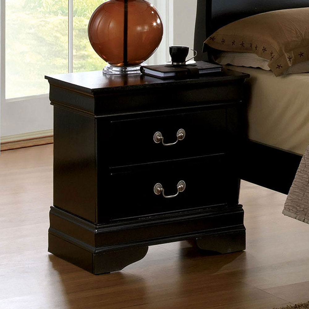 SunJet 1pc Nightstand Cherry Finish Louis Philippe Solid wood English Dovetail Construction Antique Nickle Hanging Pulls