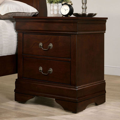 SunJet 1pc Nightstand Cherry Finish Louis Philippe Solid wood English Dovetail Construction Antique Nickle Hanging Pulls