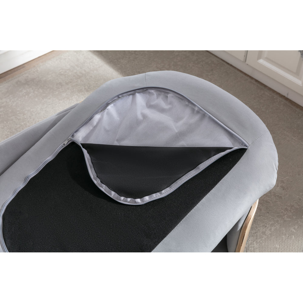 Scandinavian style Elevated Dog Bed Pet Sofa With Solid Wood legs and Bent Wood Back, Velvet Cushion,Large Size